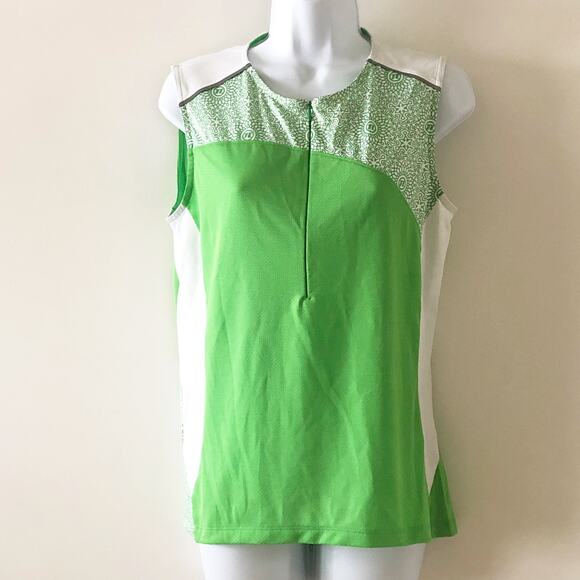 Novara Riding 1/4 Zip Jersey Women's Medium Green Zipper Pocket Sleeveless - Picture 1 of 7